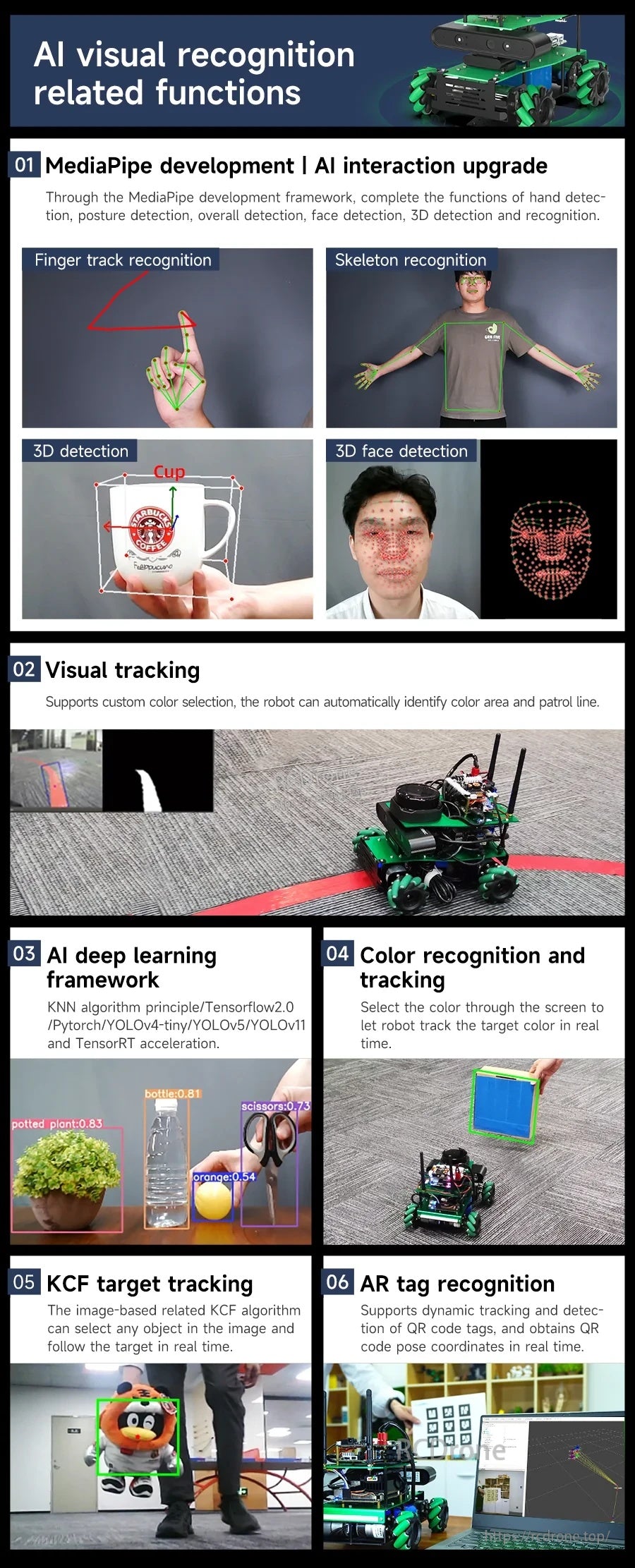 ROSMASTER X3 uses MediaPipe to implement AI 3D detection and recognition, autopilot, deep learning, KCF target tracking, etc.
