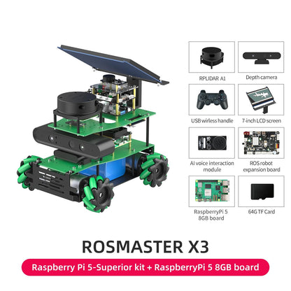 ROSMASTER X3 Raspberry Pi 5-Superior kit + RaspberryPi 5 8GB board
