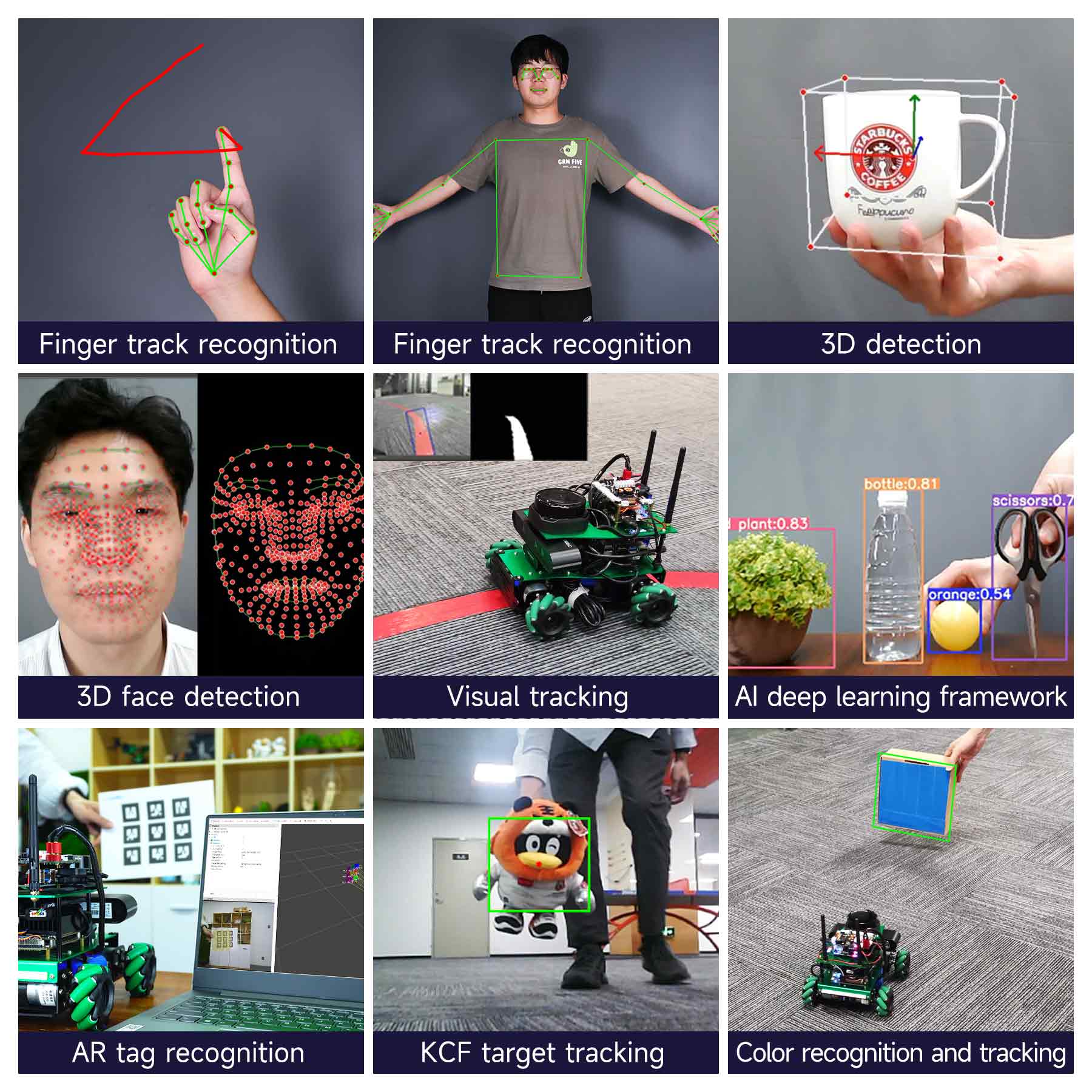 ROSMASTER X3 functions: MediaPipe realizes AI 3D detection, recognition, autopilot, deep learning, KCF target tracking