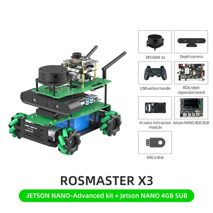 ROSMASTER X3 JETSON NANO-Advanced kit +Jetson NANO 4GB SUB