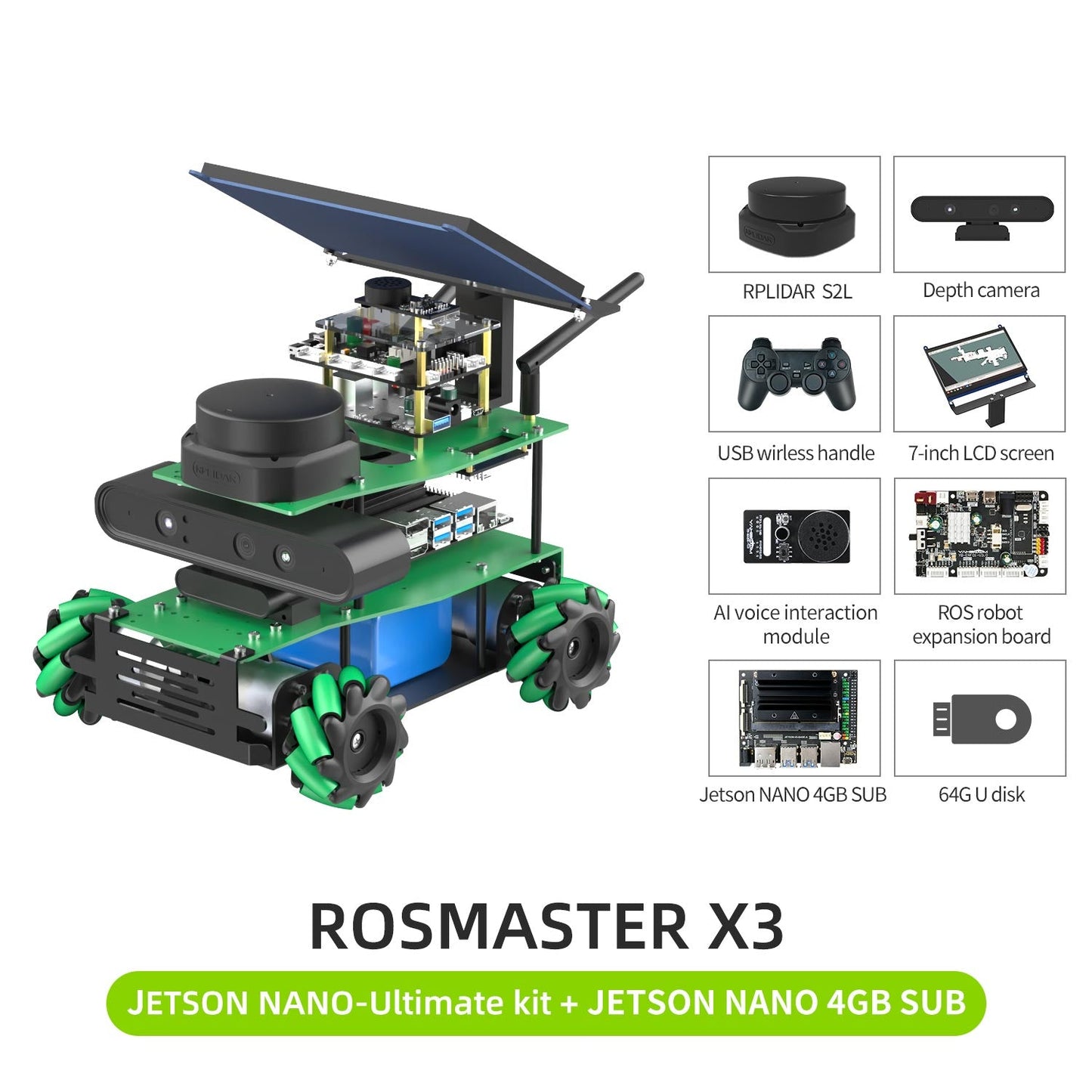ROSMASTER X3 JETSON NANO-Ultimate kit+ JETSON NANO 4GB SUB
