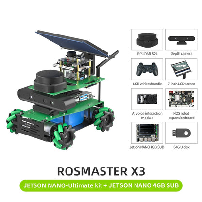 ROSMASTER X3 JETSON NANO-Ultimate kit+ JETSON NANO 4GB SUB