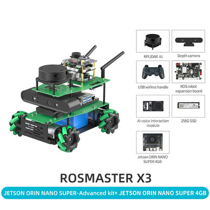 ROSMASTER X3 JETSON ORIN NANO SUPER-AdvanCed kit+ JETSON ORIN NANO SUPER 4GB