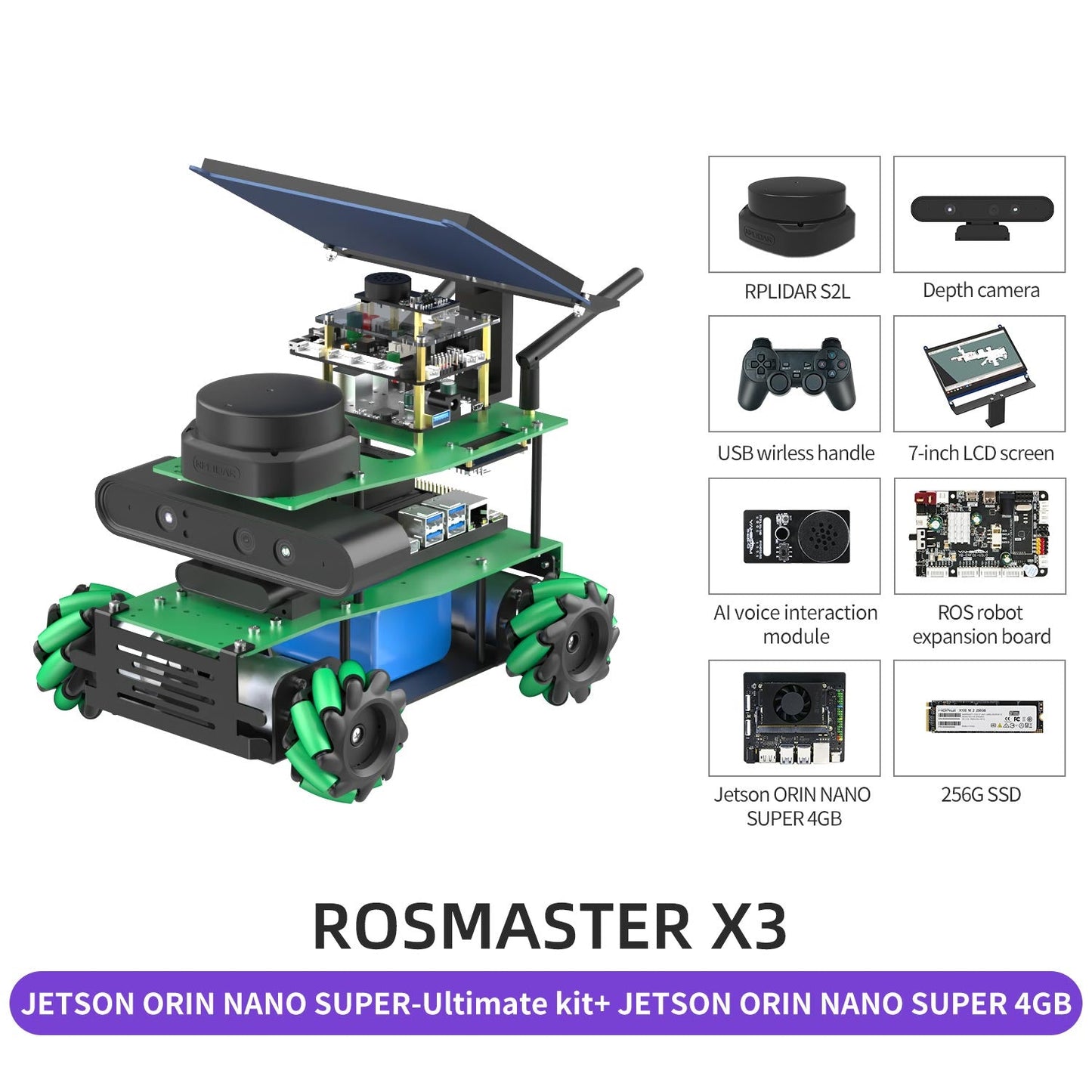 ROSMASTER X3 JETSON ORIN NANO SUPER-UItimate Kit+ JETSON ORIN NANO SUPER 4GB