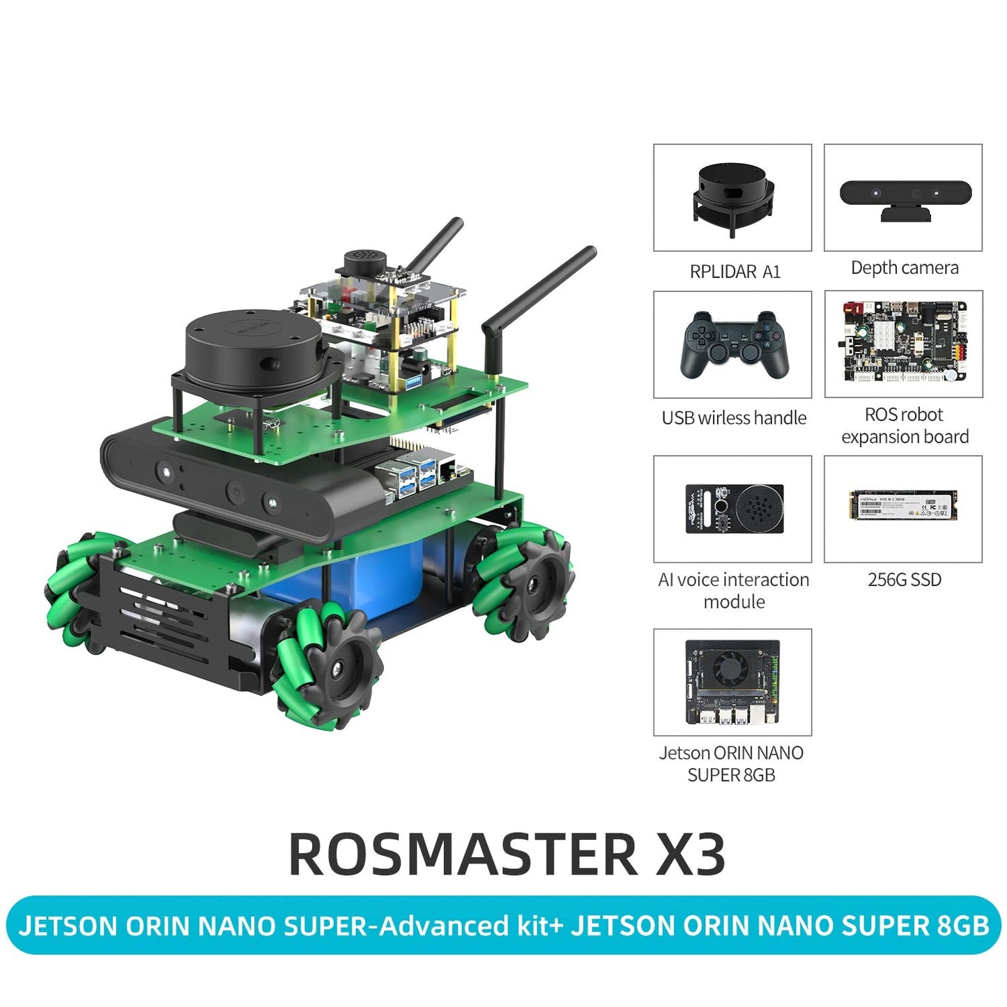 ROSMASTER X3 JETSON ORIN NANO SUPER-AdvanCed kit+ JETSON ORIN NANO SUPER 8GB