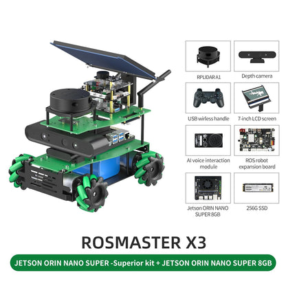 ROSMASTER X3 JETSON ORIN NANO SUPER-Superior kit + JETSON ORIN NANO SUPER 8GB