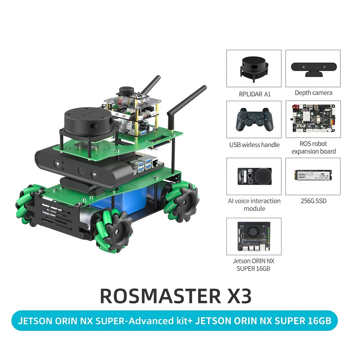 ROSMASTER X3 JETSON ORIN NX SUPER-Advanced kit+ JETSON ORIN NX SUPER 16GB