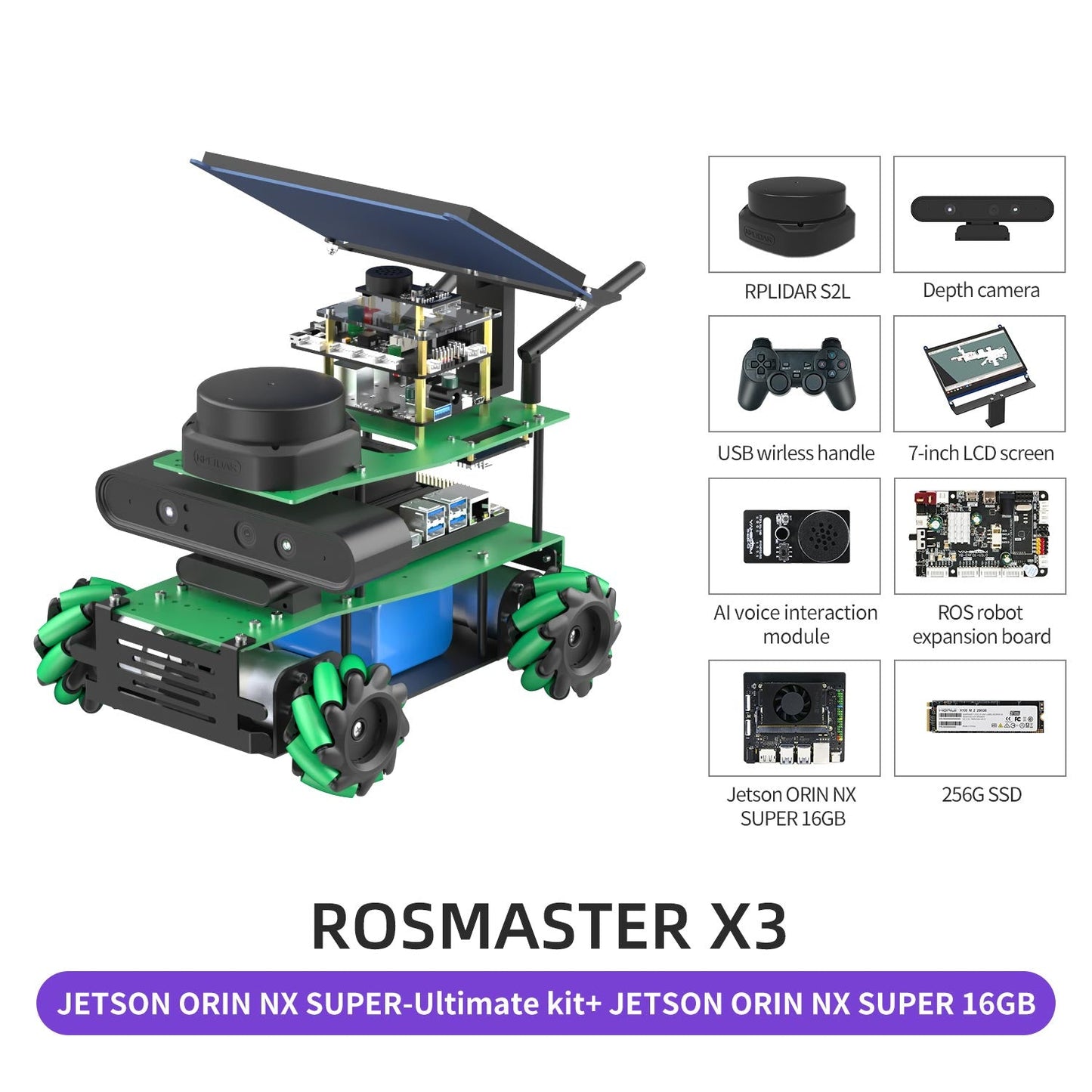 ROSMASTER X3 JETSON ORIN NX SUPER-Ultimate kit+ JETSON ORIN NX SUPER 16GB