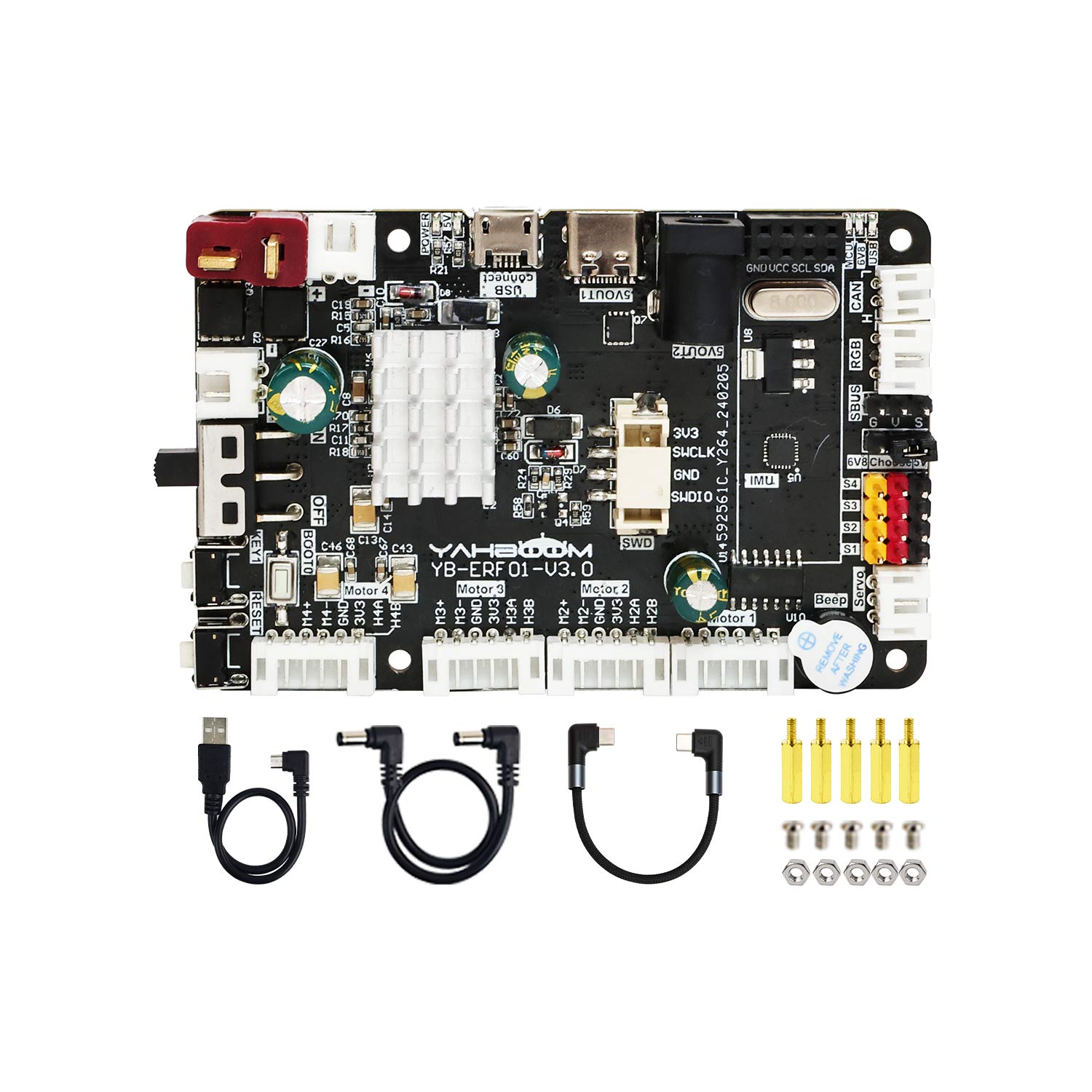 Yahboom YB-ERF01 V3.0 ROS robot control board for Raspberry Pi/Jetson with cables, pins and screws