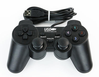Yahboom USB wired PS2-style controller for ROS/ROS2 robots, front view with dual analog sticks and USB cable