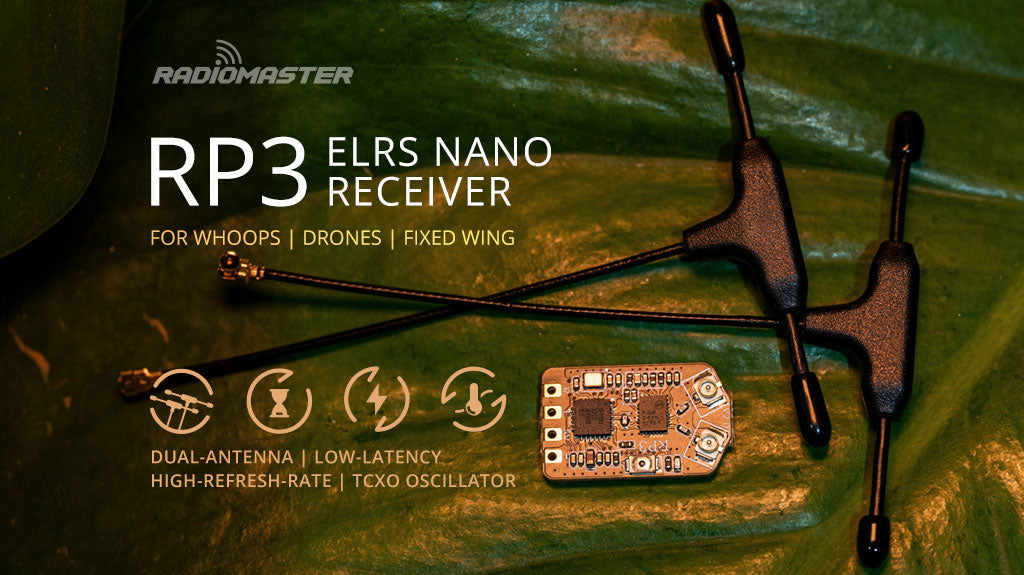 RadioMaster RP3 V2 ExpressLRS 2.4ghz Nano Receiver - With Built-in TCXO Oscillator, Dual Antenna Suitable for Whoops FPV Drone, Fixed-Wing Airplane 9 RP3 ExpressLRS 2.4ghz Nano Receiver
