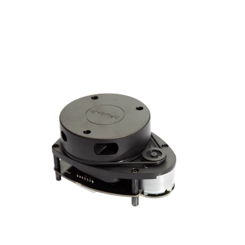 SLAMTEC RPLIDAR A1 360° LiDAR laser range scanner module, angled view with mounting base