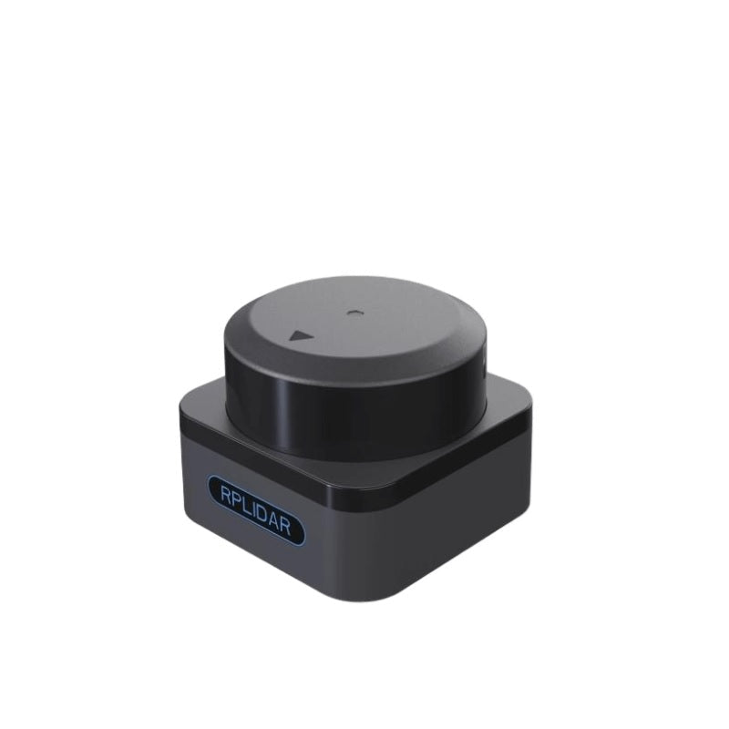 SLAMTEC RPLIDAR S3 LiDAR Sensor, angled view with RPLIDAR logo on the base