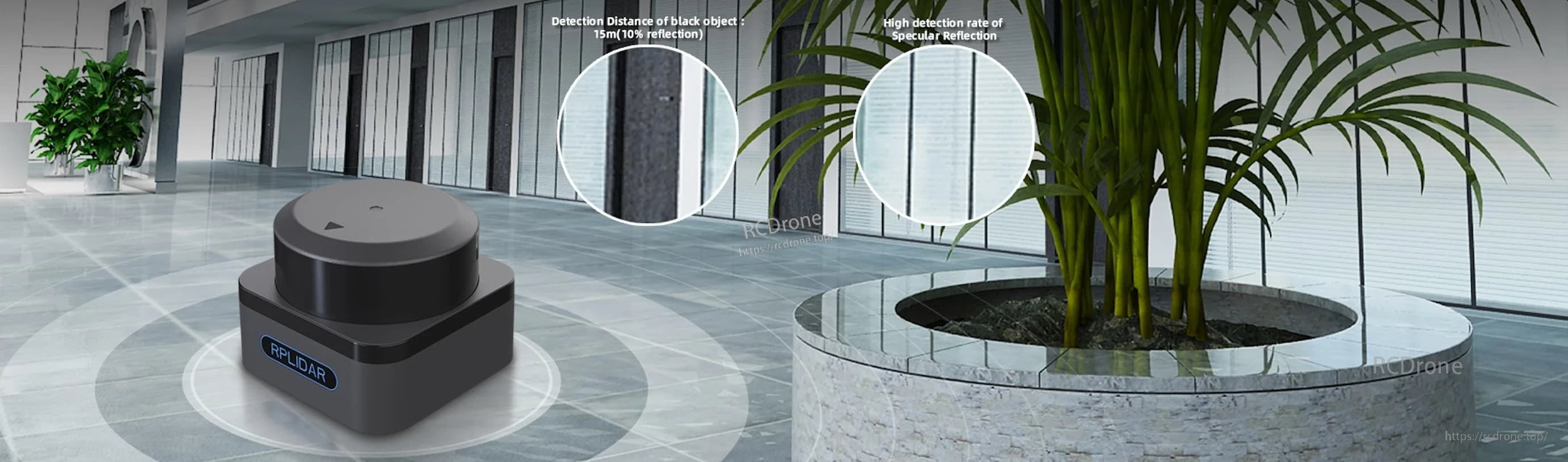 RPLiDAR S3 LiDAR Scanner, RPLiDAR S3 detects black objects up to 15m with 10% reflectivity, featuring high specular reflection detection for improved accuracy.