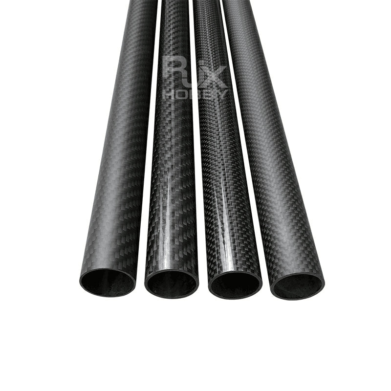 Four RJXHOBBY 3K carbon fiber round tubes with woven finish and hollow open ends