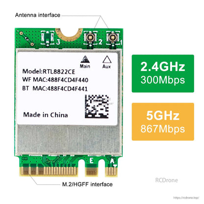 RTL8822CE 8822CE NGW M.2 Dual-Band WiFi/Bluetooth Card for Jetson Nano/Xavier NX/TX2-NX/Orin Nano & NX SUPER