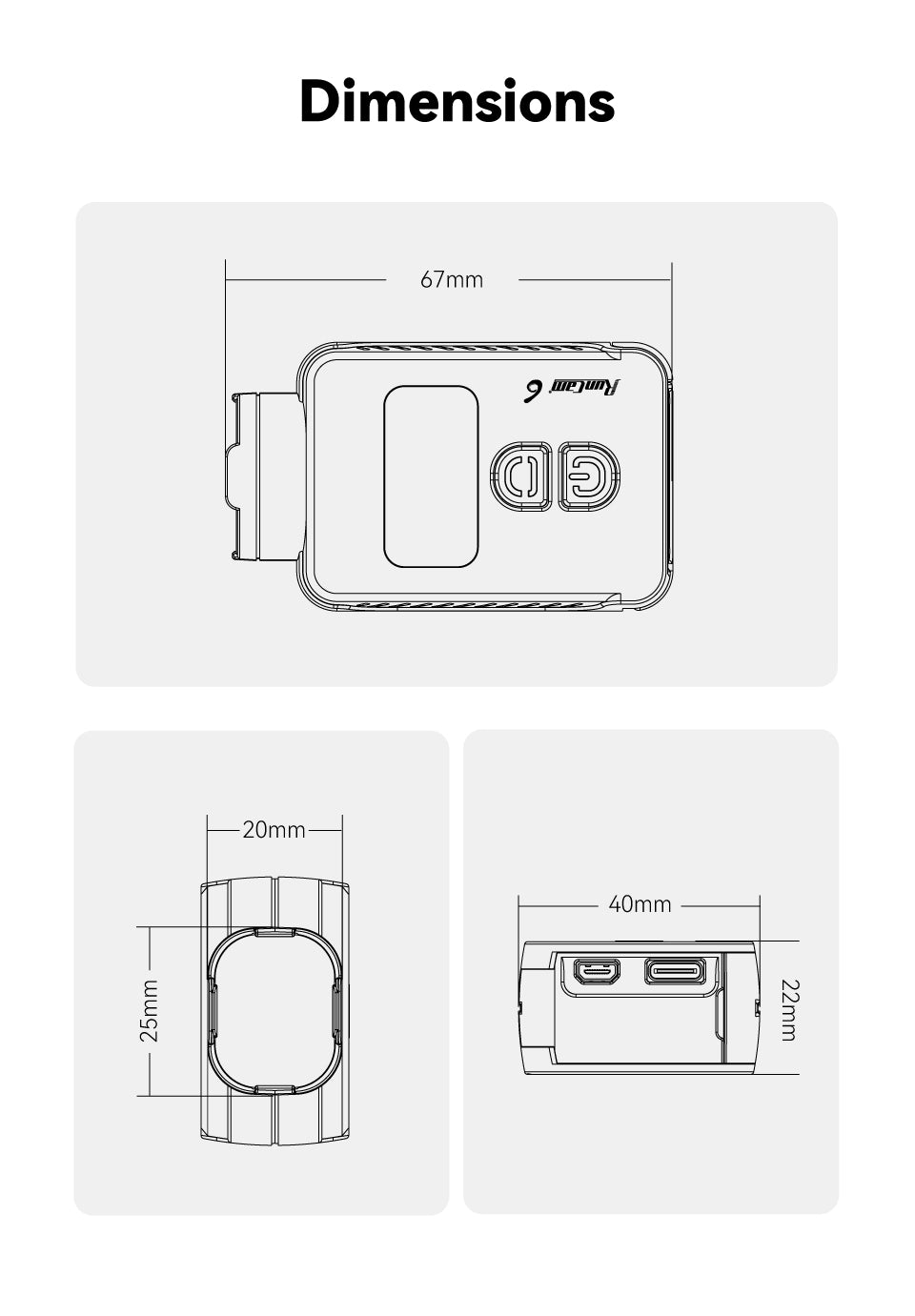 RunCam 6 RunCam 6 Action Camera, Specifications Model RunCam 6 Image Sensor SONY IMX377 (12MP