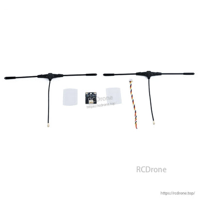 RX Diversity Receiver, Dual-band ELRS receiver with TCXO, LNA+PA, and dual antennas for long-range FPV drones, supporting 915/868/2.4GHz frequencies.
