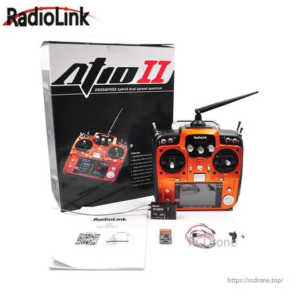 RadioLink AT10 II - 2,4 ГГц 12-канальний передавач із приймачем R12DS PRM-01 Модуль зворотної напруги Батарея для квадрокоптера на радіоуправлінні з нерухомим крилом