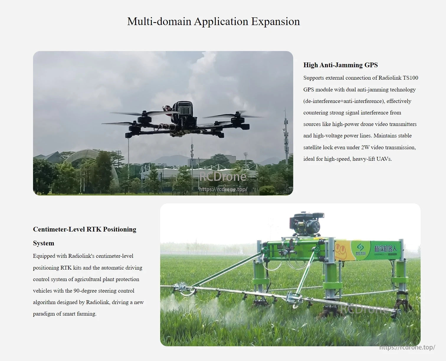 RadioLink CrossFlight-CE Flight Controller, High anti-jamming GPS and centimeter-level RTK enable precise, stable satellite positioning for smart farming automation.