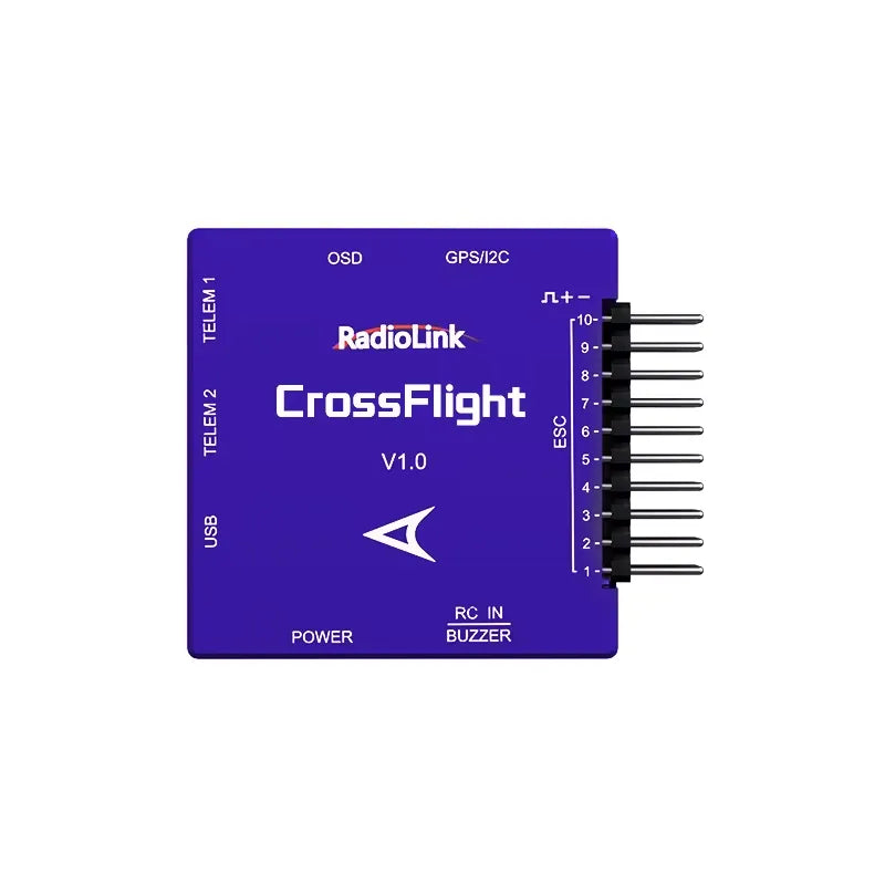 RadioLink CrossFlight Flight Controller – Mini Pix-Level Stability, 10 PWM Channels, Integrated OSD, Compatible with Multirotors, Fixed-Wings, Cars & Boats