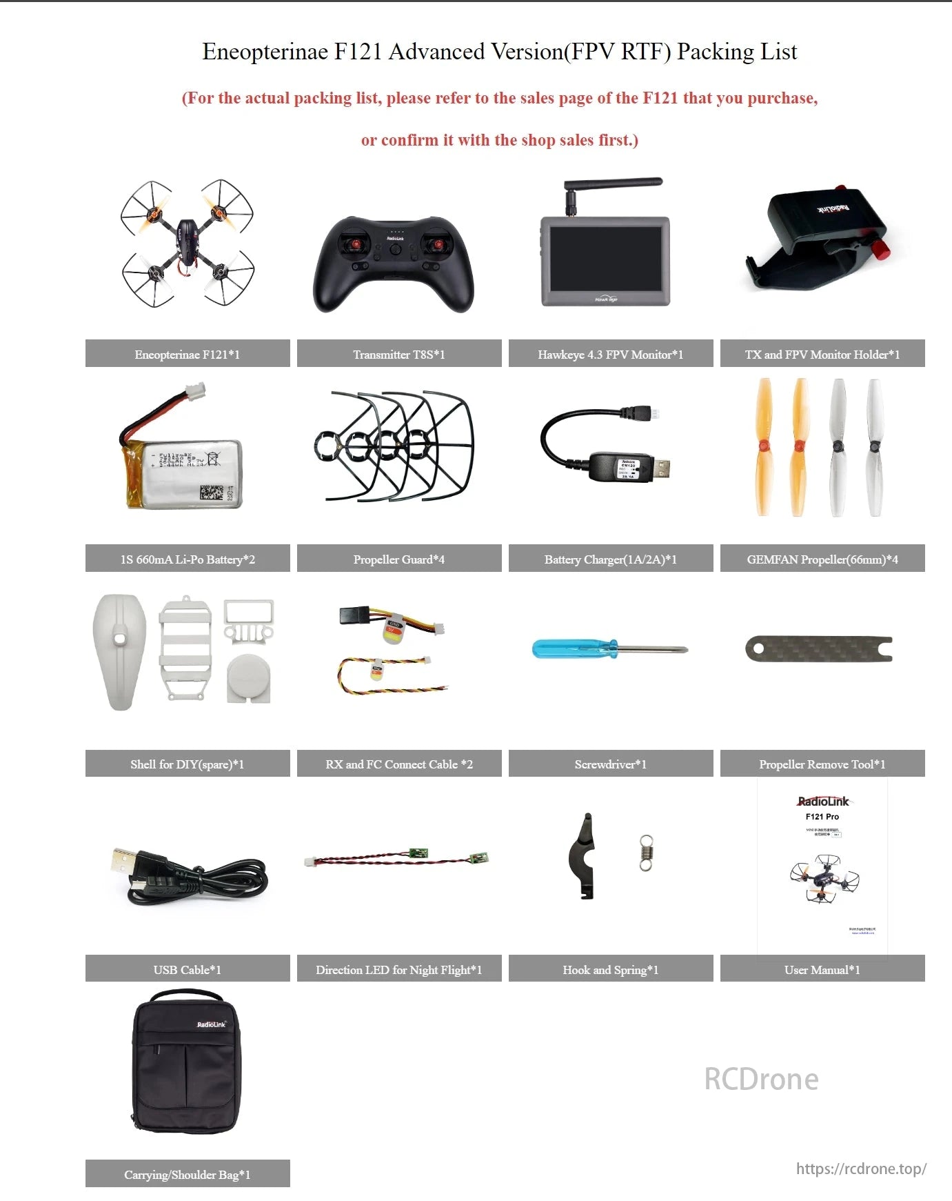 RadioLink Eneopterinae F121 FPV Training Drone, The Eneopterinae F121 FPV RTF drone includes all essentials for FPV training.