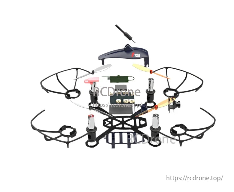 RadioLink F125 Micro FPV Racing Drone, The RadioLink F125 Micro FPV racing drone features a 25mW camera, altitude hold, 2KM range, GEMFAN 65mm propellers, and a FullyMAX battery.