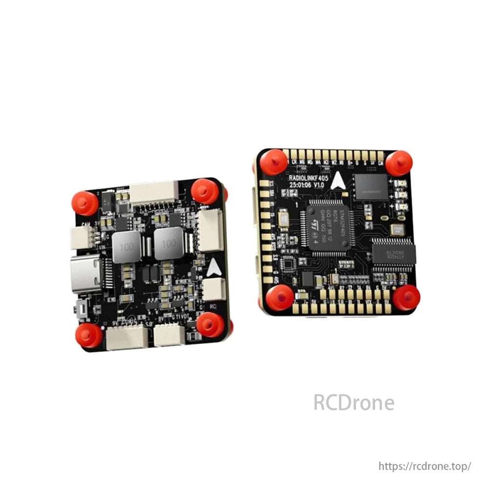 RadioLink F405 Flight Controller, The RadioLink F405 flight controller features a 32-bit STM32F405 processor, 6-channel output, and built-in on-screen display (OSD).