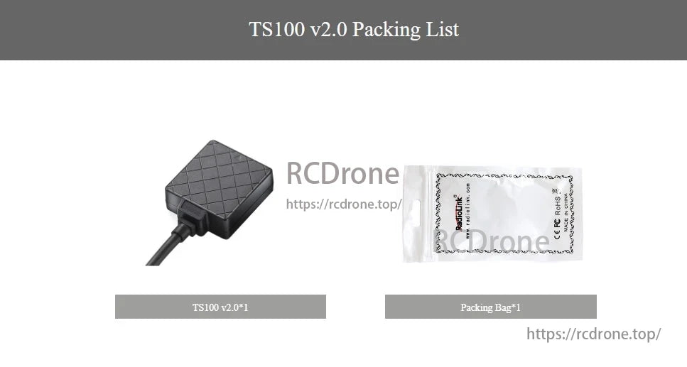 RadioLink TS100 v2.0 Mini M10N GPS, TS100 v2.0 Mini M10N GPS packing list: device and packing bag included.