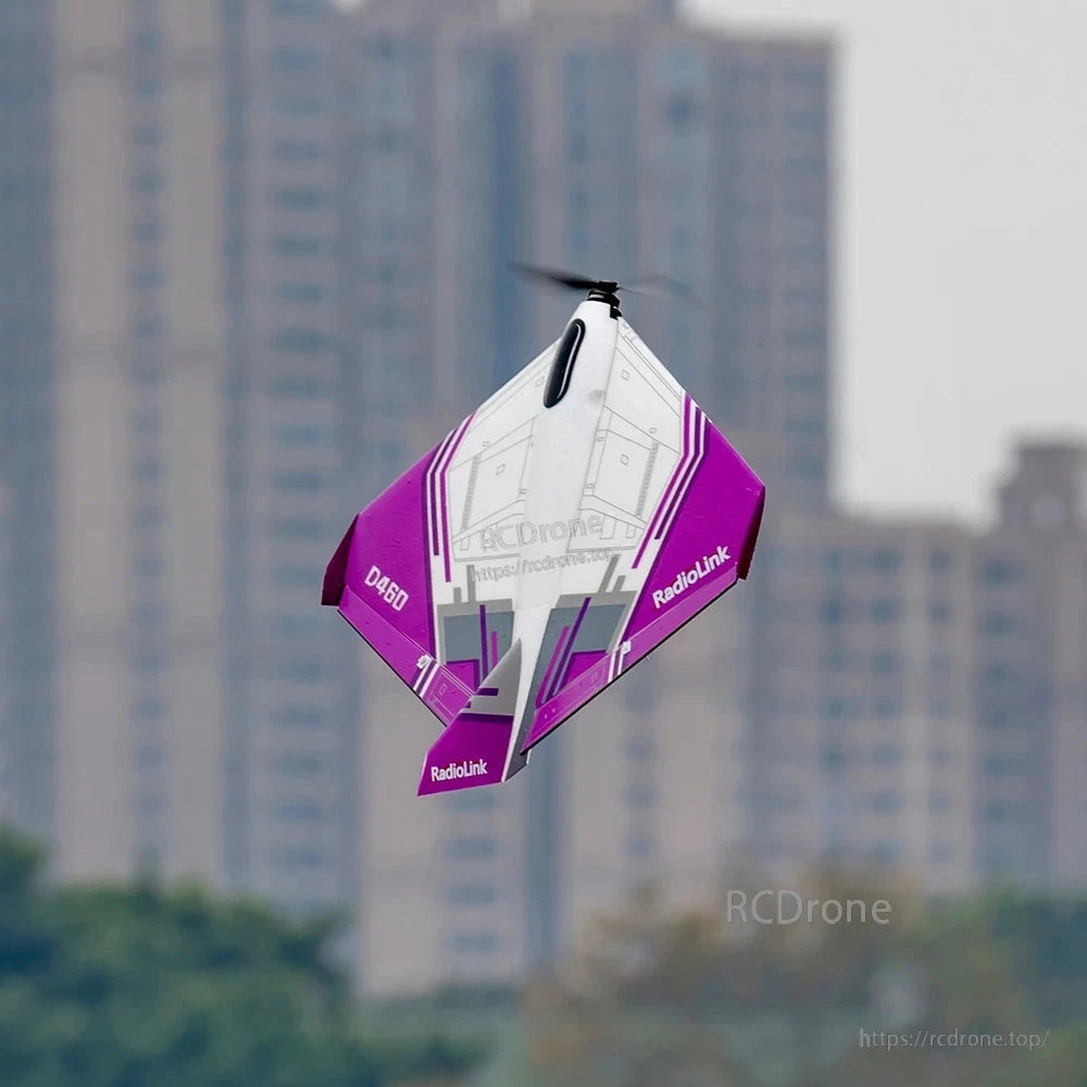 RadioLink Turbot D460 RTF RC Airplane, Foam delta wing RC airplane, 7-channel MODE2, 4km range; beginner to expert-friendly, ready-to-fly with RadioLink Turbot D460 transmitter.