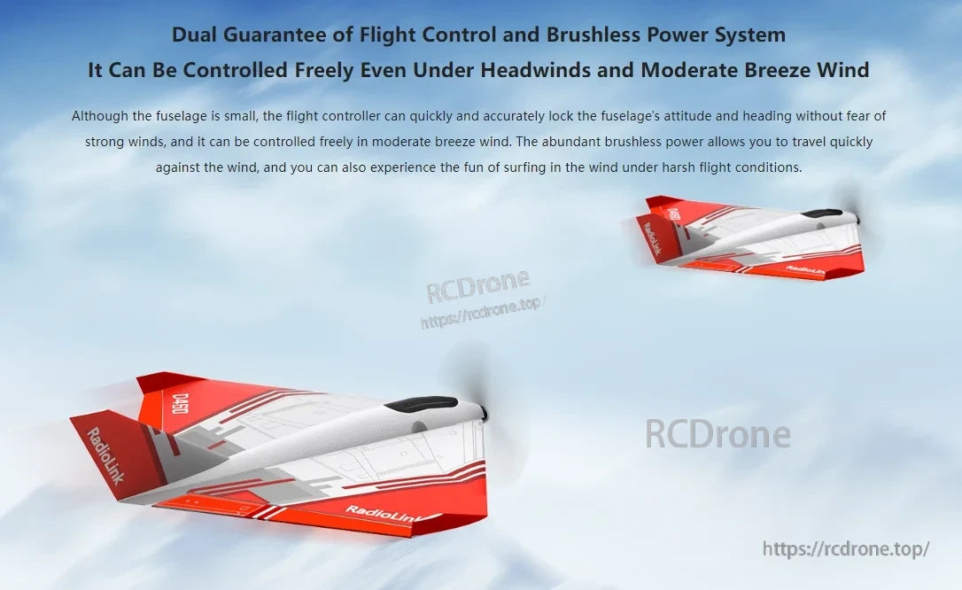 RadioLink Turbot D460 RTF RC Airplane, The Radiolink D460 features advanced flight control and a brushless motor for stable, agile performance in wind, offering precise handling and durability in a compact design.