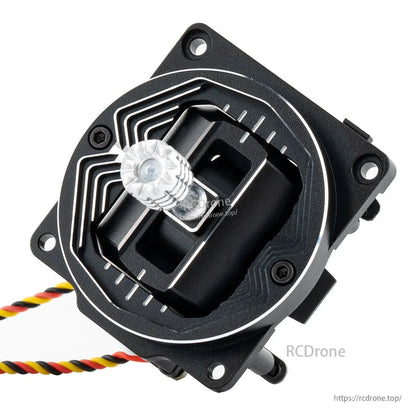 RadioMaster AG01 NANO CNC Hall Effect gimbal close-up, top plate with stick and trim marks