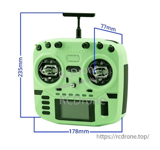RadioMaster Boxer Crush (M2) dimensions diagram showing 235 mm height, 178 mm width, and 77 mm depth