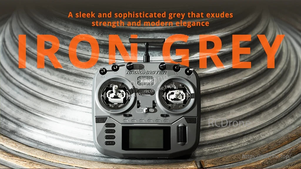 RadioMaster Boxer Crush (M2) radio controller in Iron Grey color with AG01 CNC aluminum gimbals