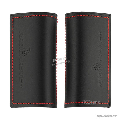 RadioMaster Boxer genuine leather grip set in black, pair of covers with red stitching and embossed logo