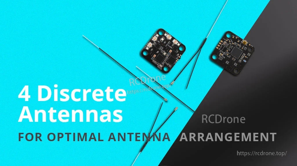 DBR4 receiver with four discrete wire antennas for flexible 2.4GHz and 900/915MHz antenna placement