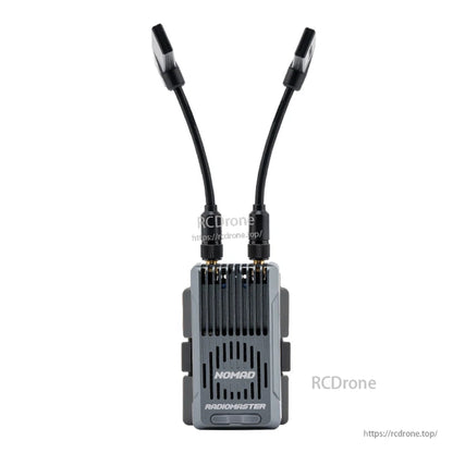 Two dual band T antennas installed on RadioMaster NOMAD module, top connection view
