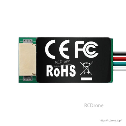 ERS-BA01 barometer sensor side view showing metal shield on PCB and CE FCC RoHS print