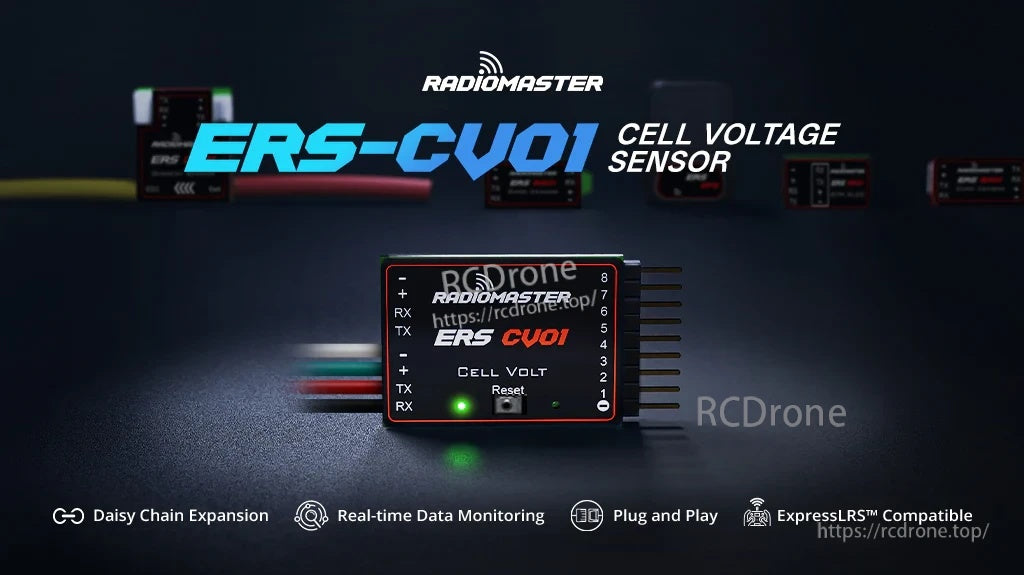 RadioMaster ERS-CV01 cell voltage sensor module for ExpressLRS telemetry and per-cell monitoring