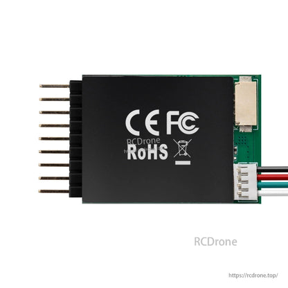 Rear view showing CE, FCC and RoHS markings plus connector side of the module