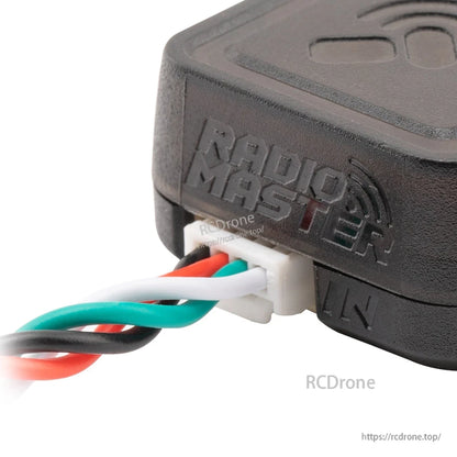 Wiring harness connected to ERS GPS sensor port, close-up of plug and cable colors