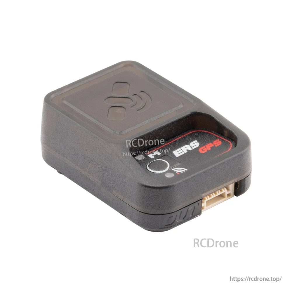 ERS GPS sensor low-angle view showing side profile and plug-in port on end