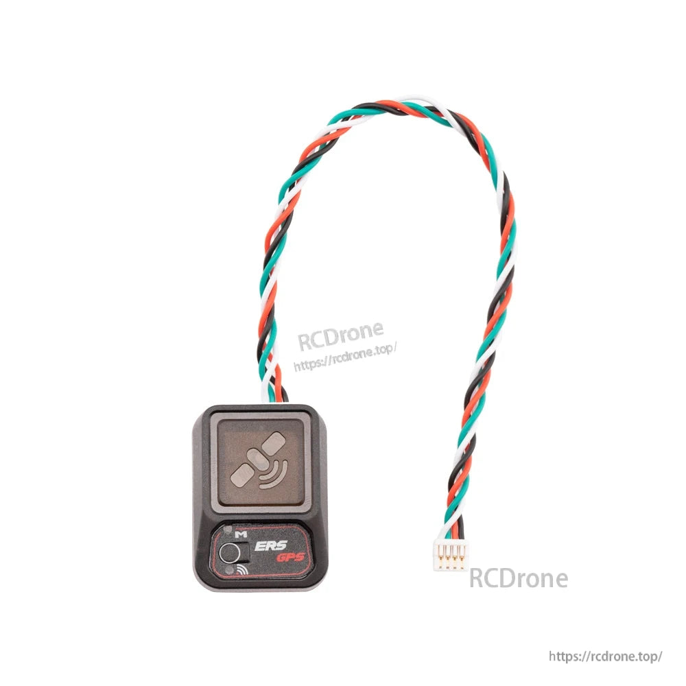 ERS GPS module with twisted cable lead and small white connector, full layout view