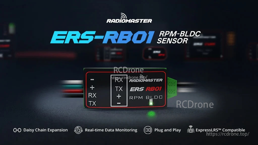 RadioMaster ERS-RB01 RPM-BLDC brushless tachometer sensor module for ExpressLRS PWM receivers (CRSF)
