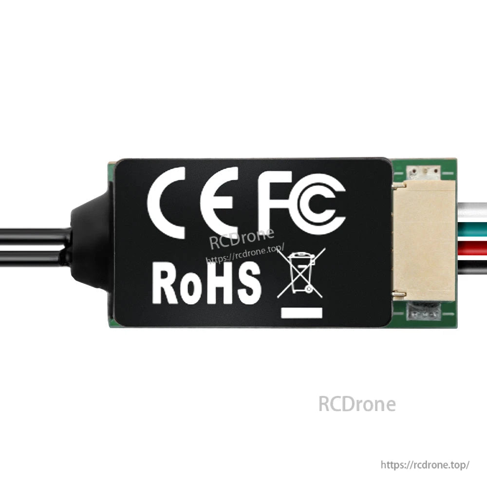 ERS-RB01 module close-up showing CE, FCC and RoHS symbols and the connector end on the PCB
