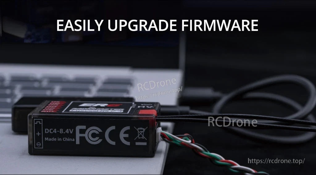 ELRS receiver connected by UART wiring for quick firmware upgrade using the USB UART flasher