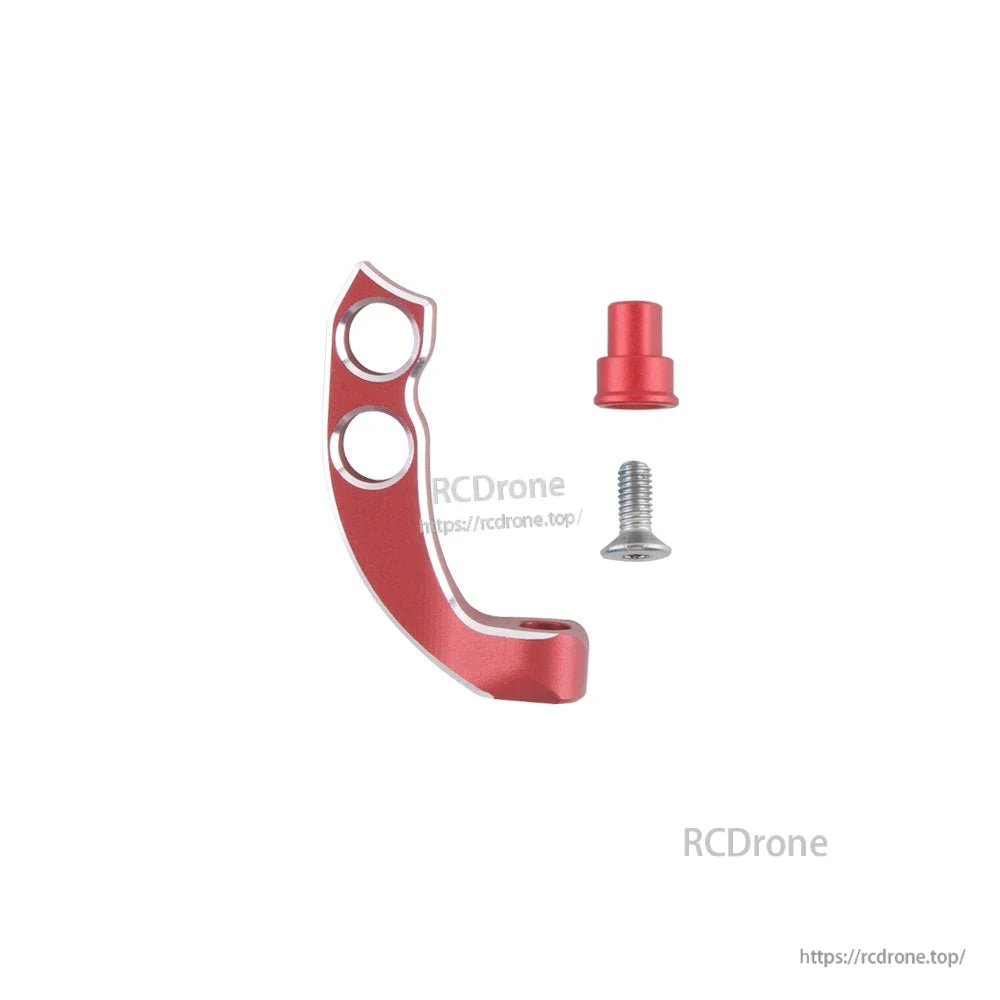 Red anodized aluminum lanyard hook accessory with spacer and mounting screw