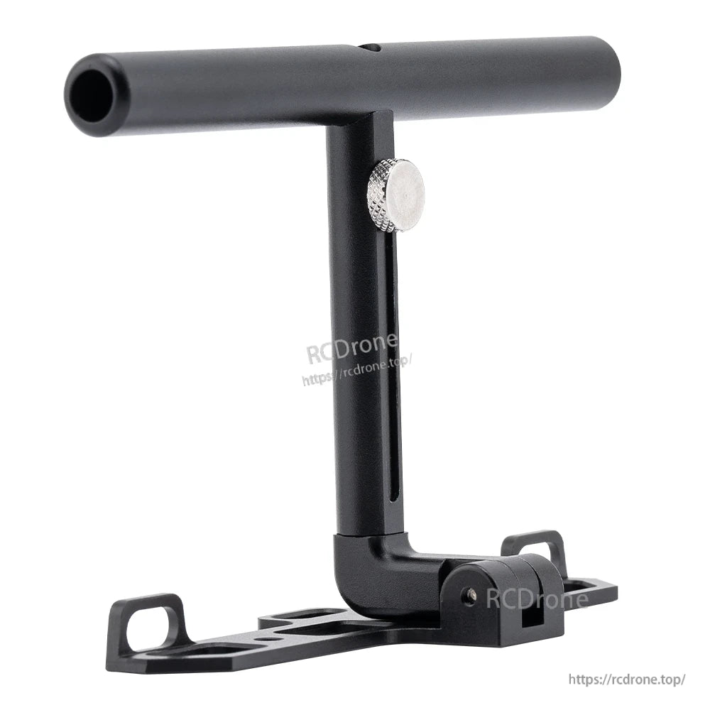 Side close-up of the aluminum stand showing height adjustment slot and knurled thumb screw