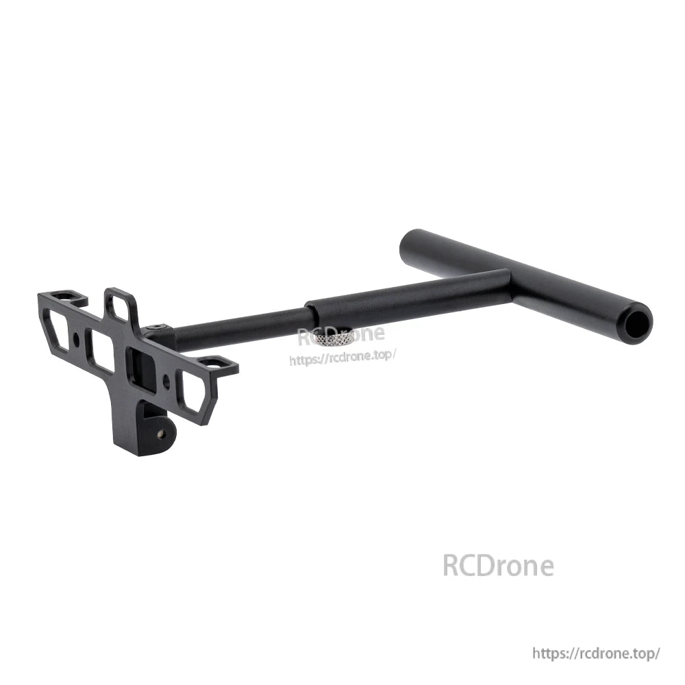 Underside view of the stand bracket and handle tube showing mounting slots and base plate