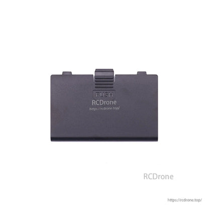RadioMaster GX12 Battery Cover replacement door, outside view with PUSH latch and RCdrone logo